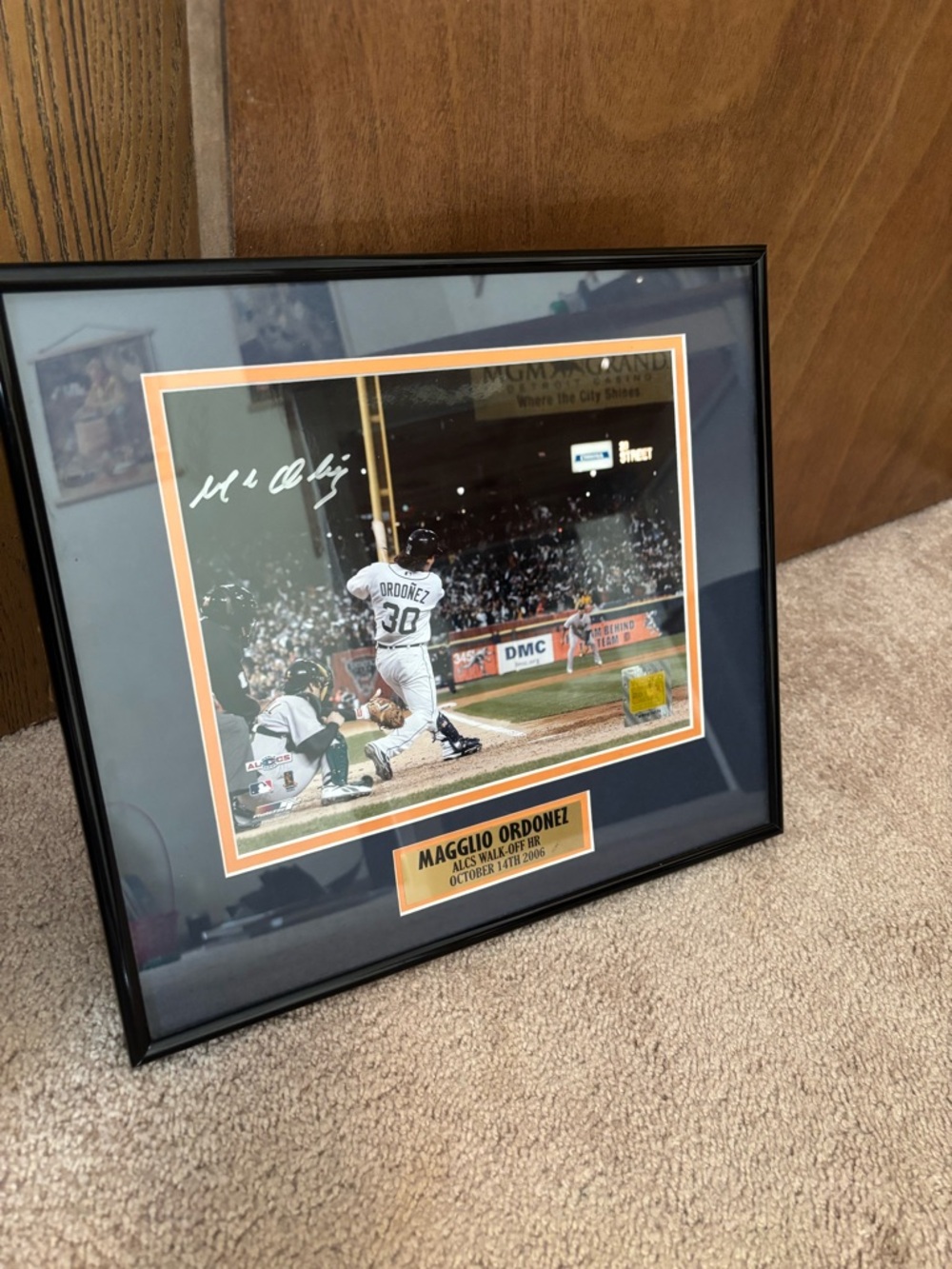 Autograohed 2006 ALCS Magglio Ordonez walk off home run photo